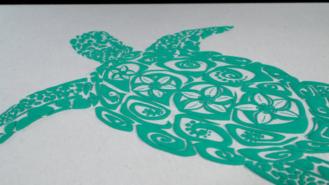 gambar kura-kura yang dicetak dengan tinta pirus
